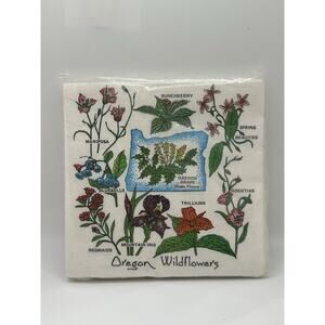 Vintage Western Scene Oregon Wildflower Beverage Napkin Single Ply 24ct Tea